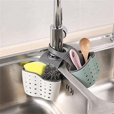 Home Decorate Storage Drain Basket Kitchen Sink Holder Adjustable Soap Sponge Hanging Drain Basket Bag Kitchen Accessories