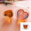 Tasse en forme de cœur Tasse en verre à double paroi Résistante à la chaleur Couleur unie Verres à vin Tasses à thé Tasse à café Espresso Lait pour cadeau