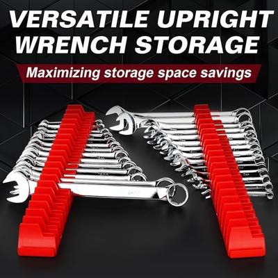 Organisation und Aufbewahrung von Werkzeugschubladen, Schraubenschlüssel-Organizer für 20 Schraubenschlüssel – magnetischer Schraubenschlüsselhalter für modularen Werkzeug-Organizer (rot)
