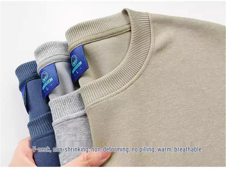 Dark Green Cotton Hoodie with Logo: Corporate Team or Class Uniform, Long Sleeve, Round Neck for Autumn/Winter.