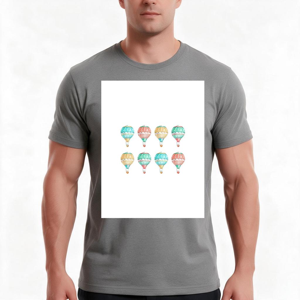 Colorful Hot Air Balloon Tshirt Summer Casual Cotton Tee Oversized Streetwear Tops Vintage Graphic Print Unisex Unisex Unisex