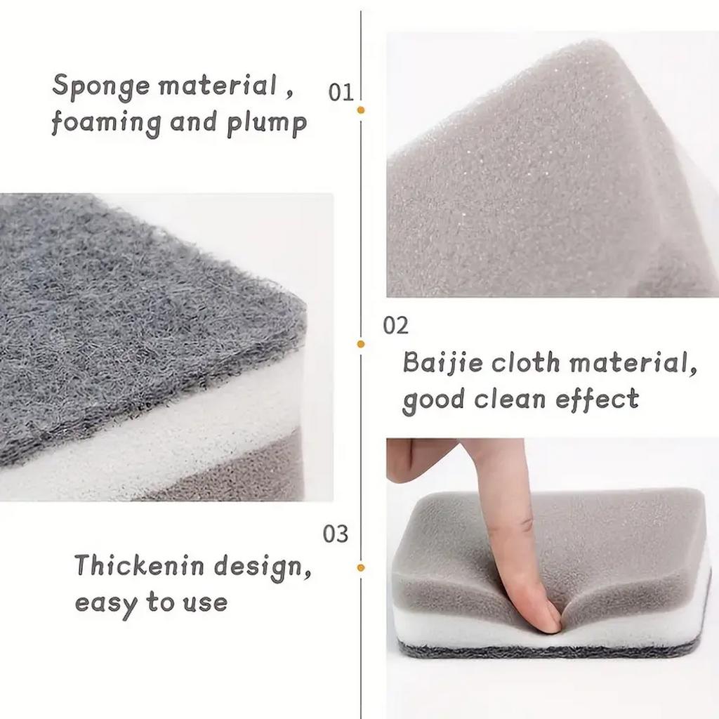 Double-Sided Magic Wipe Scouring Pad Kitchen Cleaning Sponge Dishwashing Sponge Brush Pot Bowl Supplies