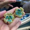 Retro Green Spring And Summer Holiday Necklace Set Love Bubble Gum Green Dongling Natural Stone Beaded Necklace Female