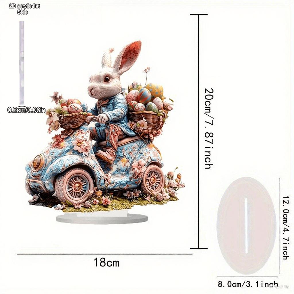 Bunny Tabletop Ornament Easter - 2D Flat Acrylic Desktop Ornament, Wall Decor Art, Four Seasons Decoration, Novelty Home Decor, Perfect Durable
