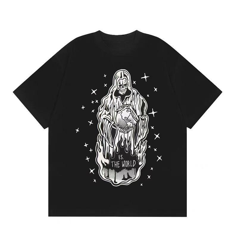 

Skull Graphic Men s and Women s T-shirts Short Sleeves Luxury Outdoor Sports Brand Winter Innerwear Vintage Drak Style S