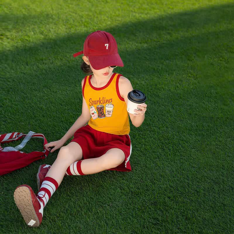 Girls Sporty Sleeveless Tank Top & Shorts Set 130