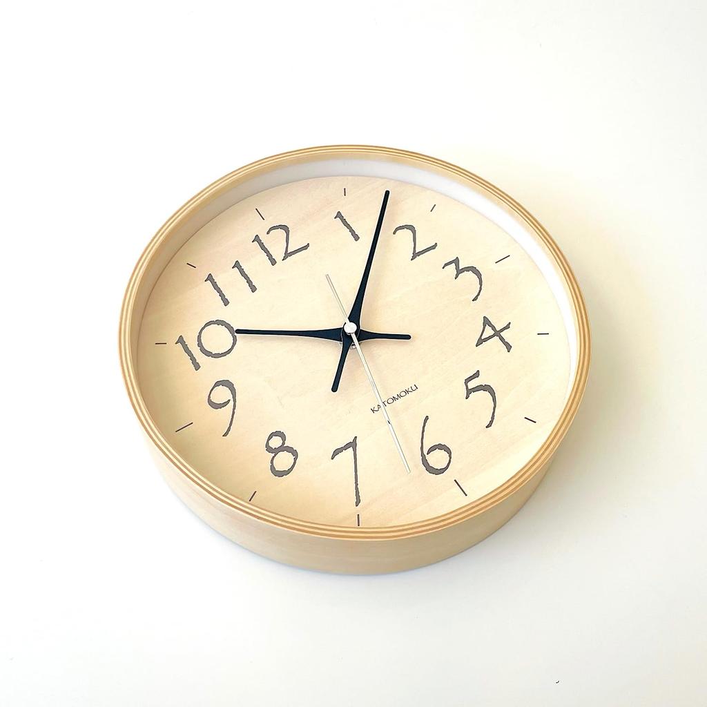 KATOMOKU plywood clock 21 Light Black Wall Clock with Continuous Second Hand, KM-120BKRC, 252mm (Radio-controlled clock)