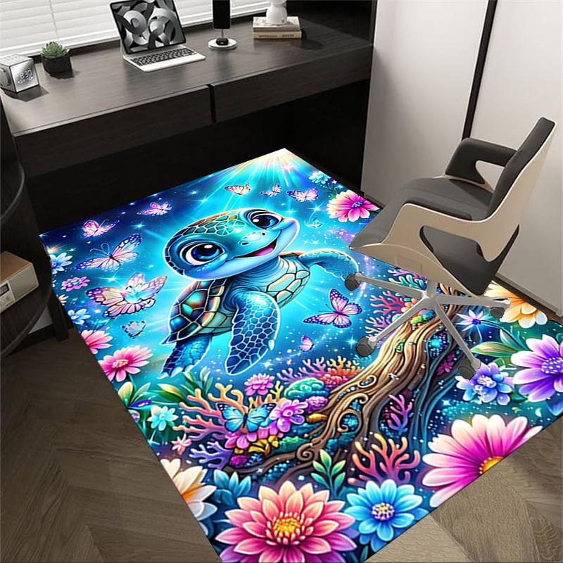

1PC turtle butterflies Non-Slip Floor carpet, Office, family, bedroom, Studio - Large Area Rug, Vibrant Colors, Longlasting Material-C0490 60cm by 90cm