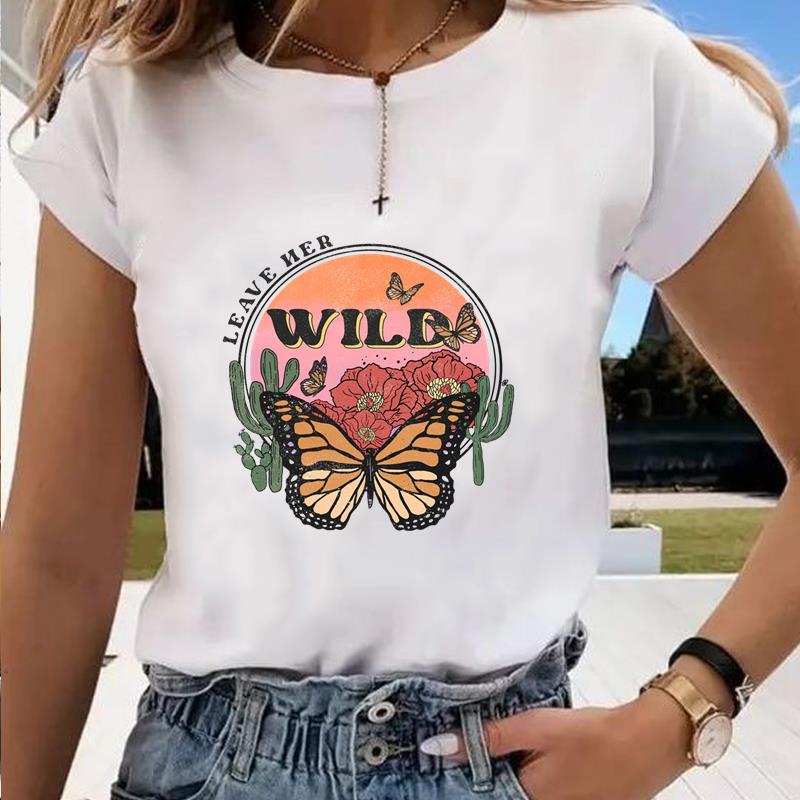 Asian Size-Print Graphic Tee Cactus Plant Trend Style 90s Casual Women's Clothing Summer Top Ladies Female T Fashion Short Sleeve T-shirt