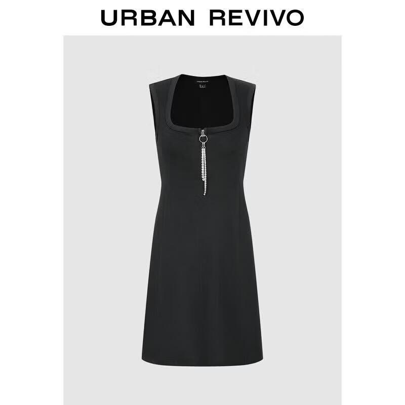 Women s Trendy Sleeveless Rhinestone Zipper Dress XL