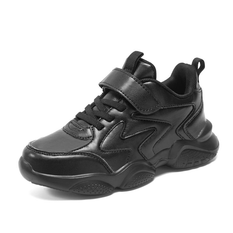Foreign Trade Children's Small Black Shoes 2025 New Four-season Mesh Breathable Leather Waterproof Children's Dad Shoes