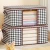 Visible Large Capacity Storage Box Portable Household Clothes Organizer with Handles Foldable Dustproof Quilt Zipper Container