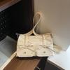 IELGY Ladies Diagonal Bag Bow One-Shoulder Underarm Pleated Simple