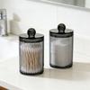 265AS14D Pack Qtip Dispenser Apothecary Jars Bathroom Jar 10 Oz Black Plastic Holder Storage Box for Cotton Ball, Swab Cotton