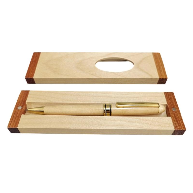 Wood Ballpoint Pen Set With Pencil Case Ergonomic Grip Wood Signing Pen with Metal Pen Clip For Professional Collectors