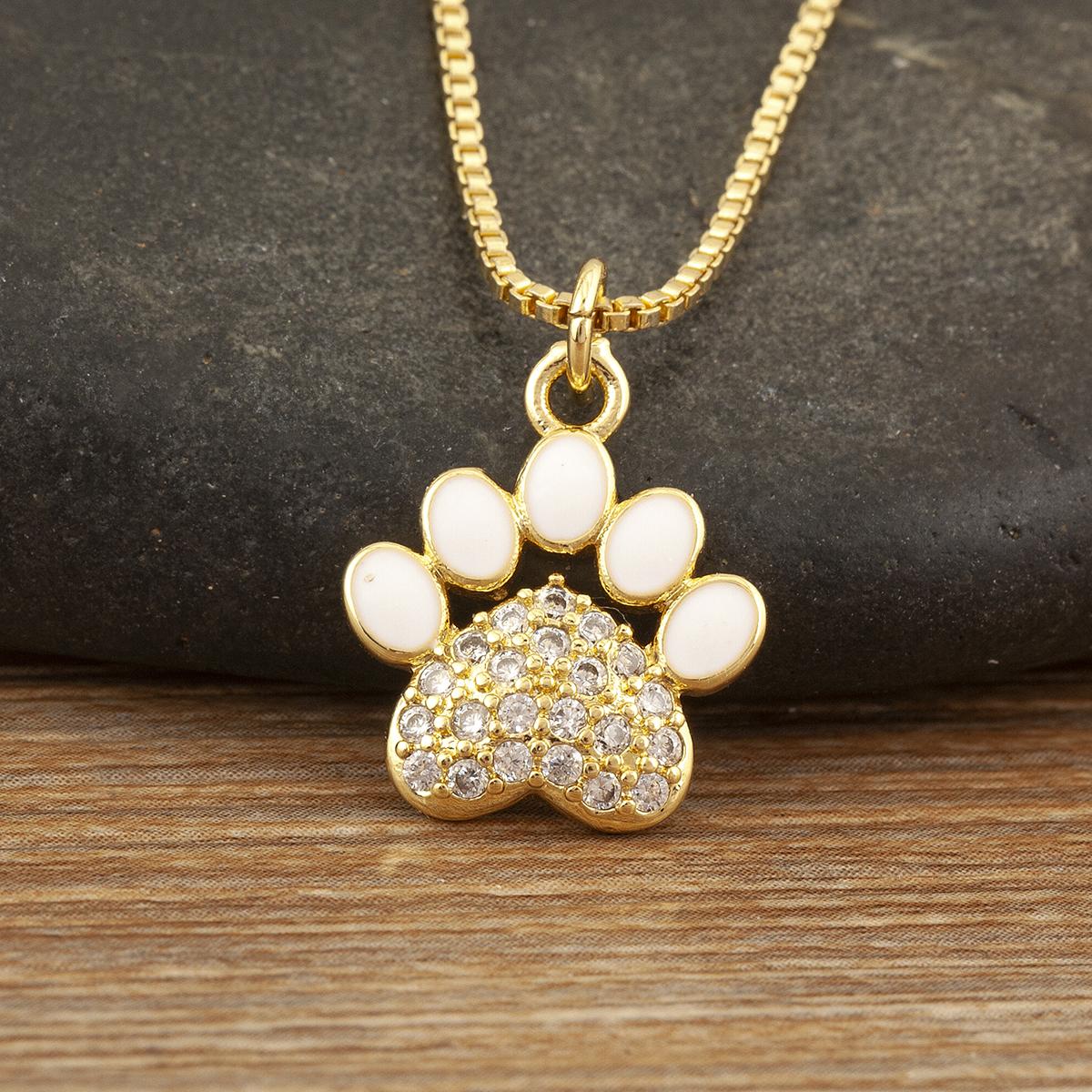 

Nidin Fashion Cute Cat Paw Shape Charm Pendant Necklace For Women Female Love Heart Full Shine Zircon DIY Jewelry Accessories белый
