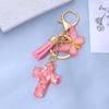 Resin Cross Keychain Butterfly Tassel Pendant
