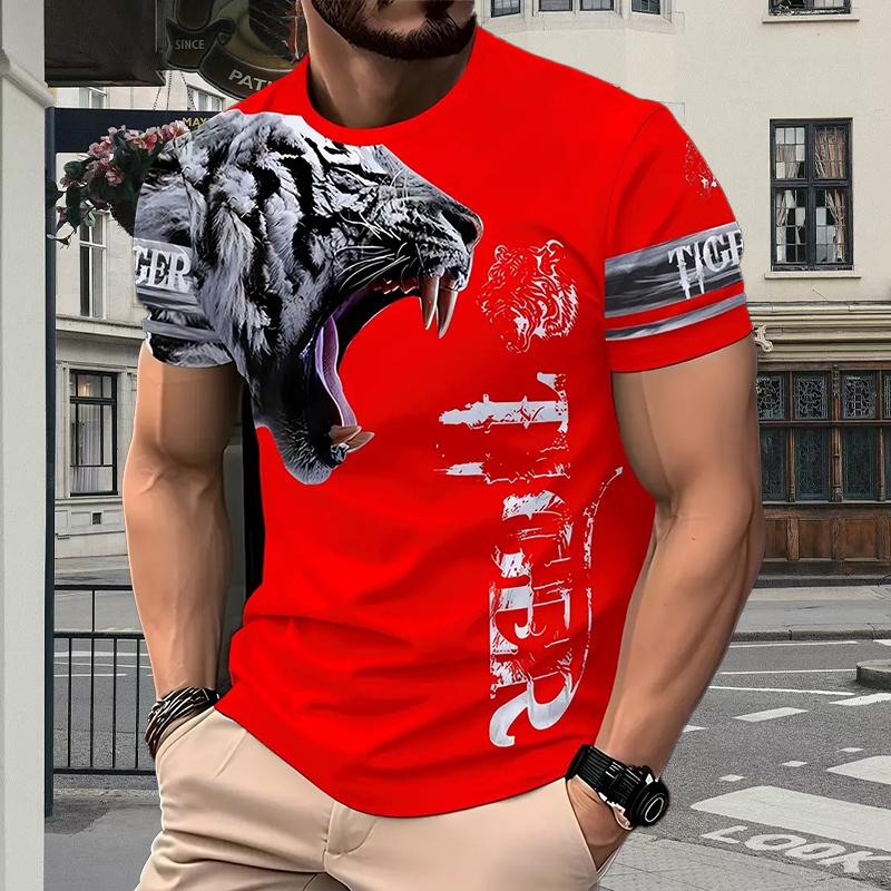 Nové letní pánské módní tričko s potiskem tygra