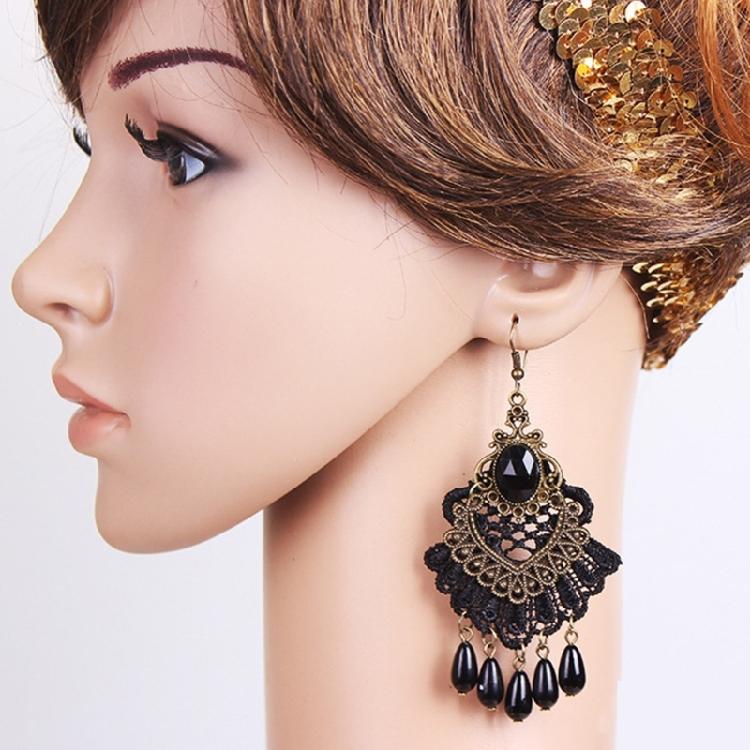 Halloween Jewelry Set for Women Gothic Black Lace Choker Necklace with Earrings