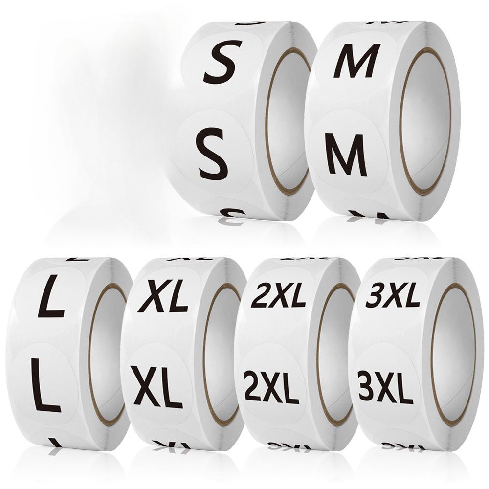 

6 шт. наклейки с размерами одежды S-3XL, 500 наклеек/рулон, самоклеящиеся бирки с универсальными размерами одежды, отображение размеров обуви и головных уборов