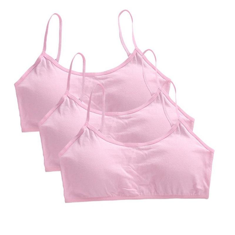 3pcs 8-16 Girls' Underwear Teenage Girls Small Bras Young Children Underwears Student Girls Wireless Solid Underclothes Kids Sports Training Bra Vest