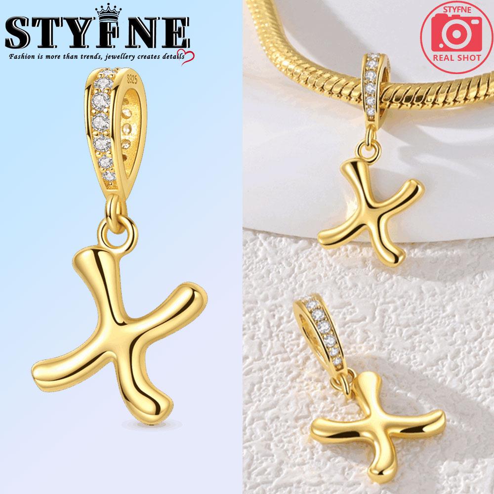 Fit Original Bangle Bracelet Diy A-Z Alphabet Charms Bead Copper Zircon Love Letter Dangle Pendant Jewelry Gift