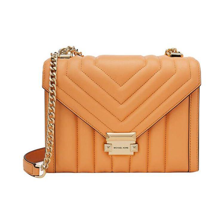 

Michael Kors MK Whitney Chain Quilted Gold Buckle Flap Lambskin Envelope Crossbody Shoulder Bag Large Women bags Orange 30F8TXIL3T-819 Basic Set (Bag+Dust Bag)