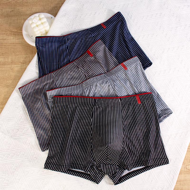 Men's Antibacterial Breathable Striped Boxer Shorts