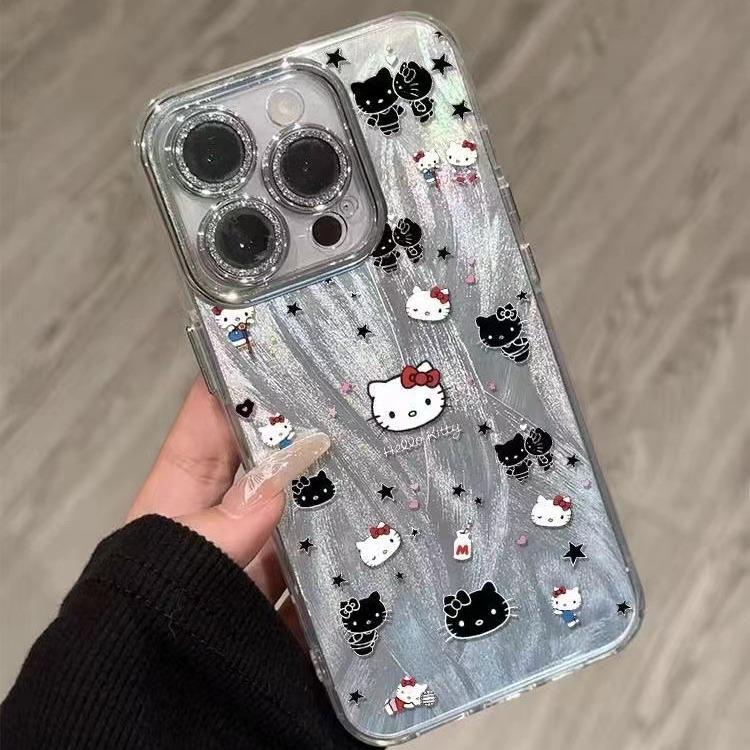 Suitable for Apple 11Promax Goggles 11Pro Premium Sense 11 Hollow Cute Hello Kitty Fine Hole Feather Shell