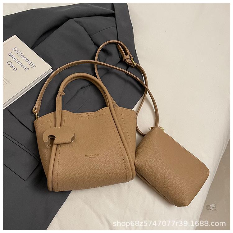 Lychee bucket bag women's new niche texture hand-to-hand shoulder crossbody bag high-end fresh vegetable basket bag