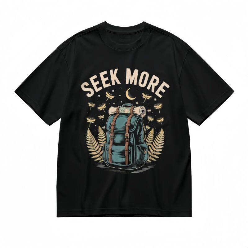 

Men s T-shirt With SEEK MORE White Text Graphic Unisex Black 100% Cotton Tee USA 4XL