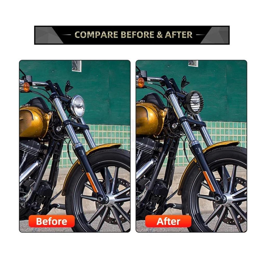 Motorcycle 5.75" 5 3/4" LED Headlight Grille Cover ABS Sportster XL 883 Iron 1200 2004+ Custom XL1200C 1200 Compatible