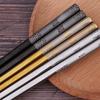 Luxury 1Pair 304 Stainless Steel Chinese Japanese Laser Kitchen Supplies Tableware Flatware Chopsticks