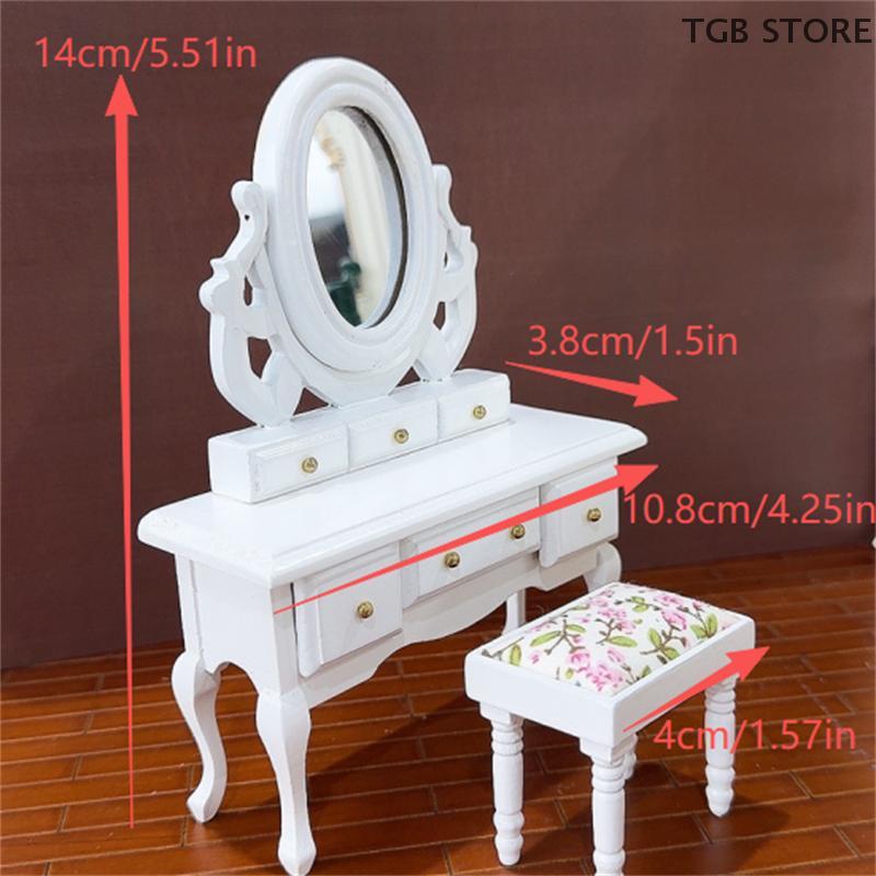 1:12 Dollhouse Miniature Furniture Model Table Model Bedroom Desk Stool Pretend Play Toys Gifts