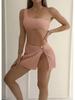 2024 Trendy European & American High Waist Slit Bikini Skirt 3-Piece Swimsuit