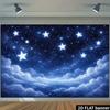 2D Plane Dreamy Cloud Sea Starry Sky Background Fabric with a Large Pentagram Pattern Starry Cloud Sea Scene Polyester Fiber