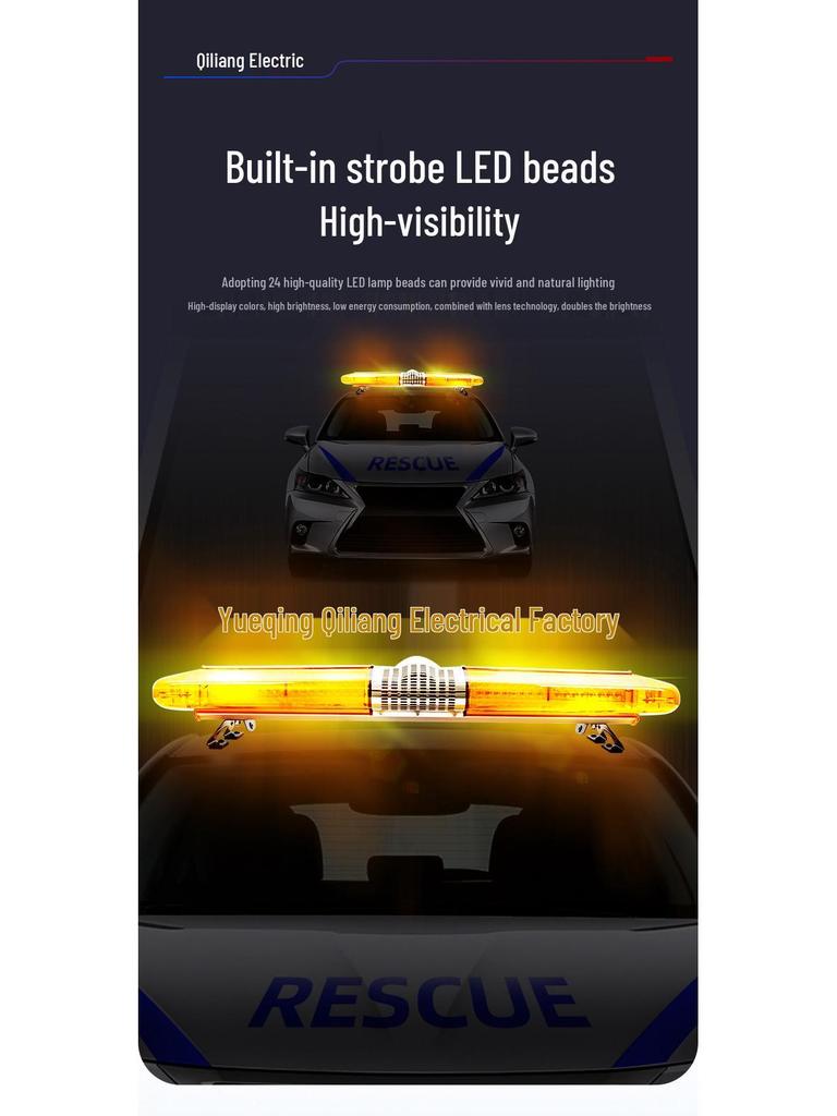 Cross-border Engineering Vehicle LED Strobe Warning Light - Yellow, Red, Blue Long Strip for Breakdown Rescue