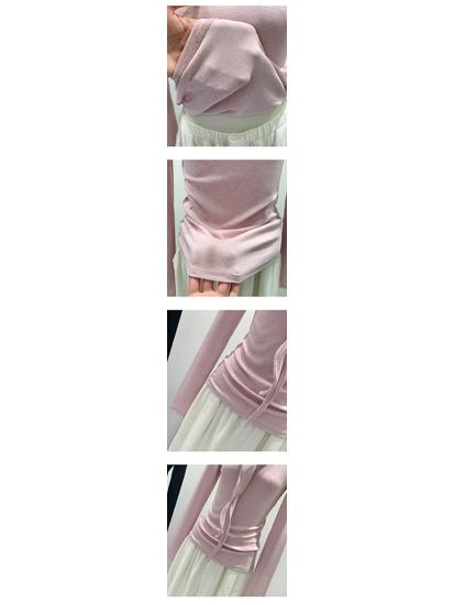 Women's Autumn/Winter 2025 Scarf Bow Tie Lace-up T-shirt