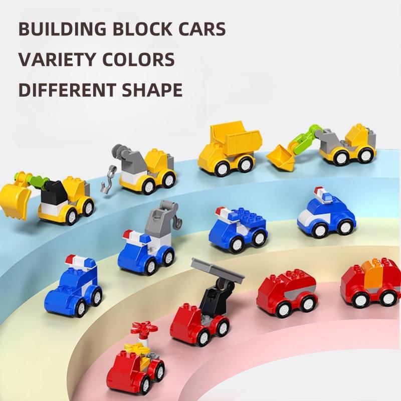 Non-Toxic 35/40/42Pcs Large Particle Building Blocks Car Engineering Traffic Vehicle Excavator Assemble Education Children Toy Diy Bricks