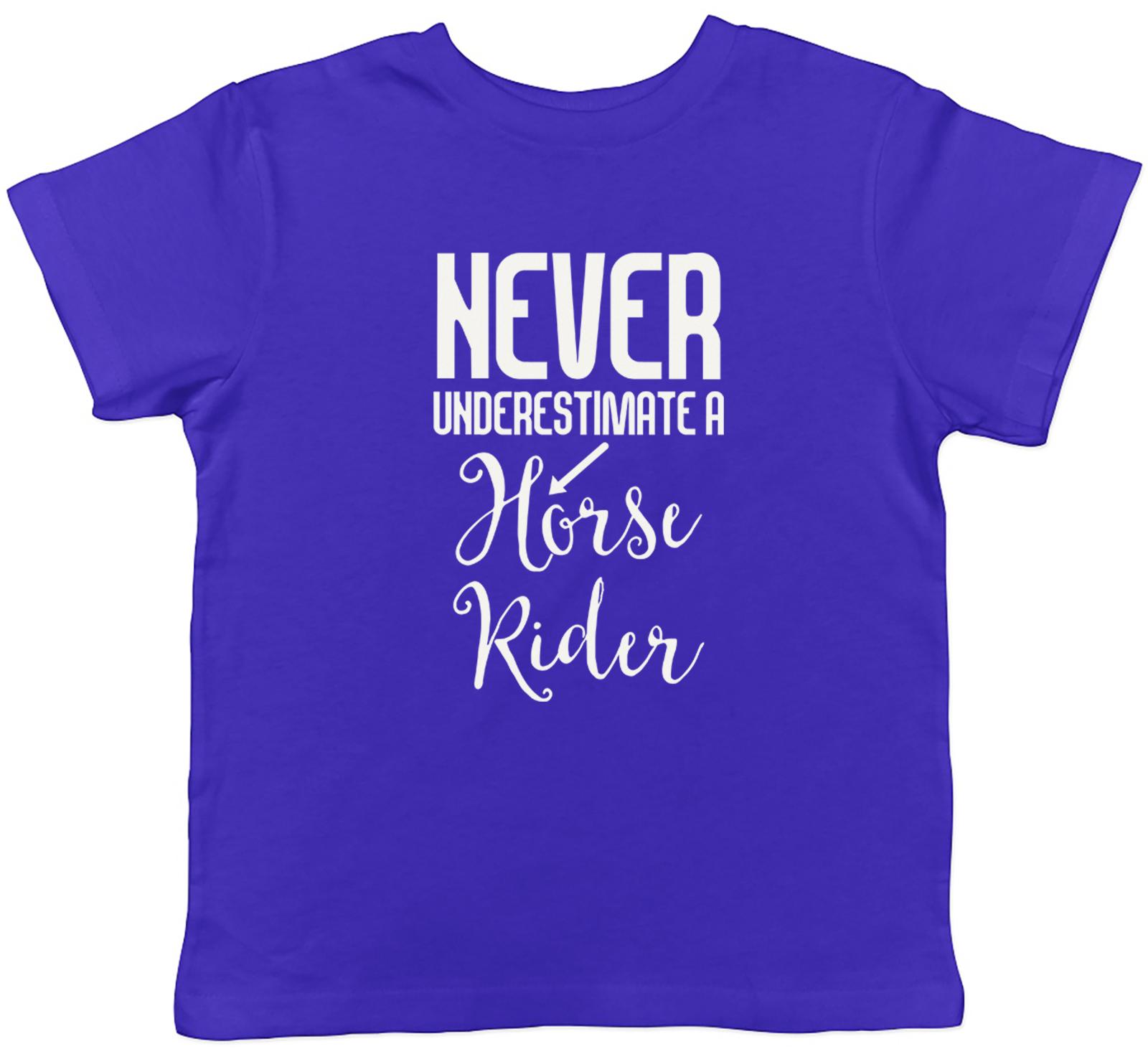 Never Underestimate a Horse-Rider Childrens Kids T-Shirt Boys Girls 100