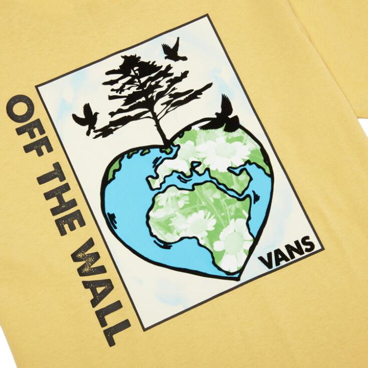 Vans Effen Kleur Illustratie Smiley Print Los Kortademig T-shirt Dames Tops Wijn-Geel VN0A7YHXY7O