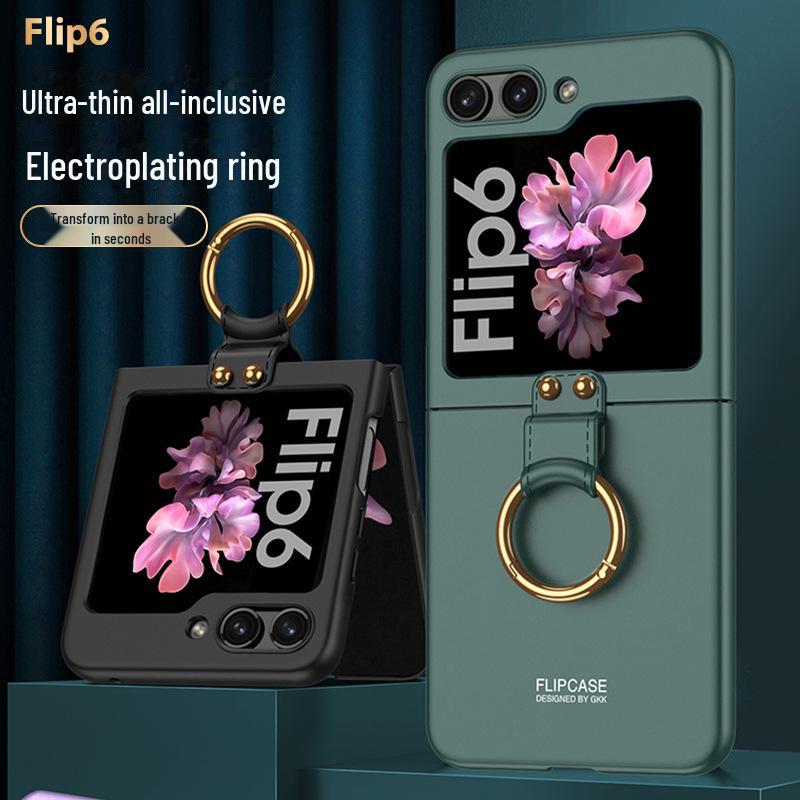 

Samsung Flip 6 Phone Case - Korean Style, All-Inclusive, with Ring Holder and Anti-Fall Bracket Samsung Galaxy Z Flip 6 [Small Screen, No Film]