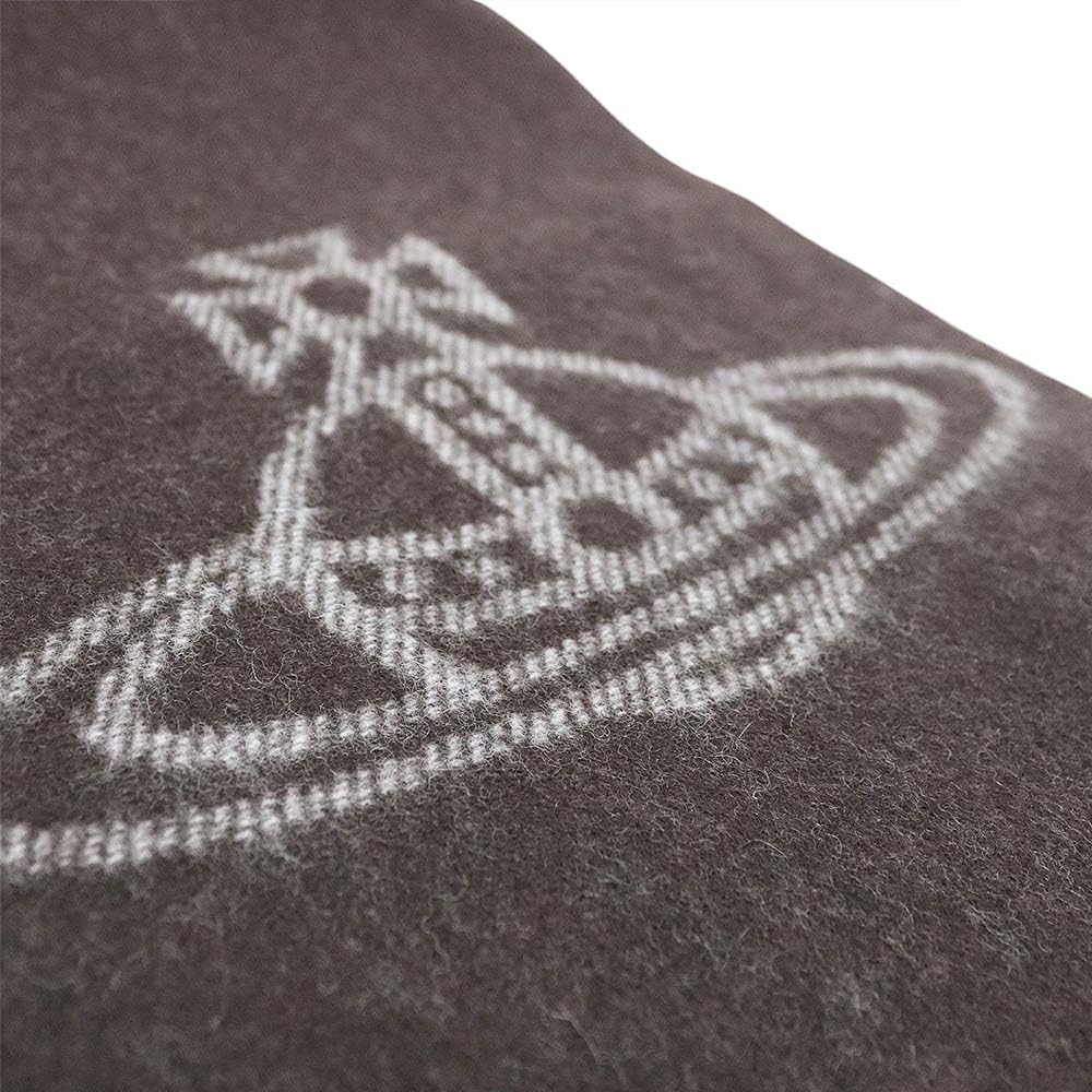 Vivienne Westwood wool scarf with a large AW25 MUFFLER, 100% logo, (brown)