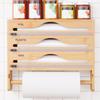 Bamboe Compartiment Vershoudfolie Dispenser Snijdoos Met Keukenpapier Wandmontage Handdoekhouder Keuken Organizer Accessoires