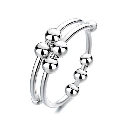 1Pc Spinner Fidget Rings Anxiety Stress Relief Ring Stainless Steel Bead Open Ring Adjustable Size Women Jewelry Gifts
