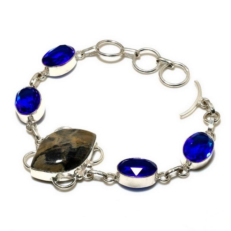 

Браслет Sunstone In Lolite Blue Topaz с посеребренным камнем 925 пробы 6–8 дюймов