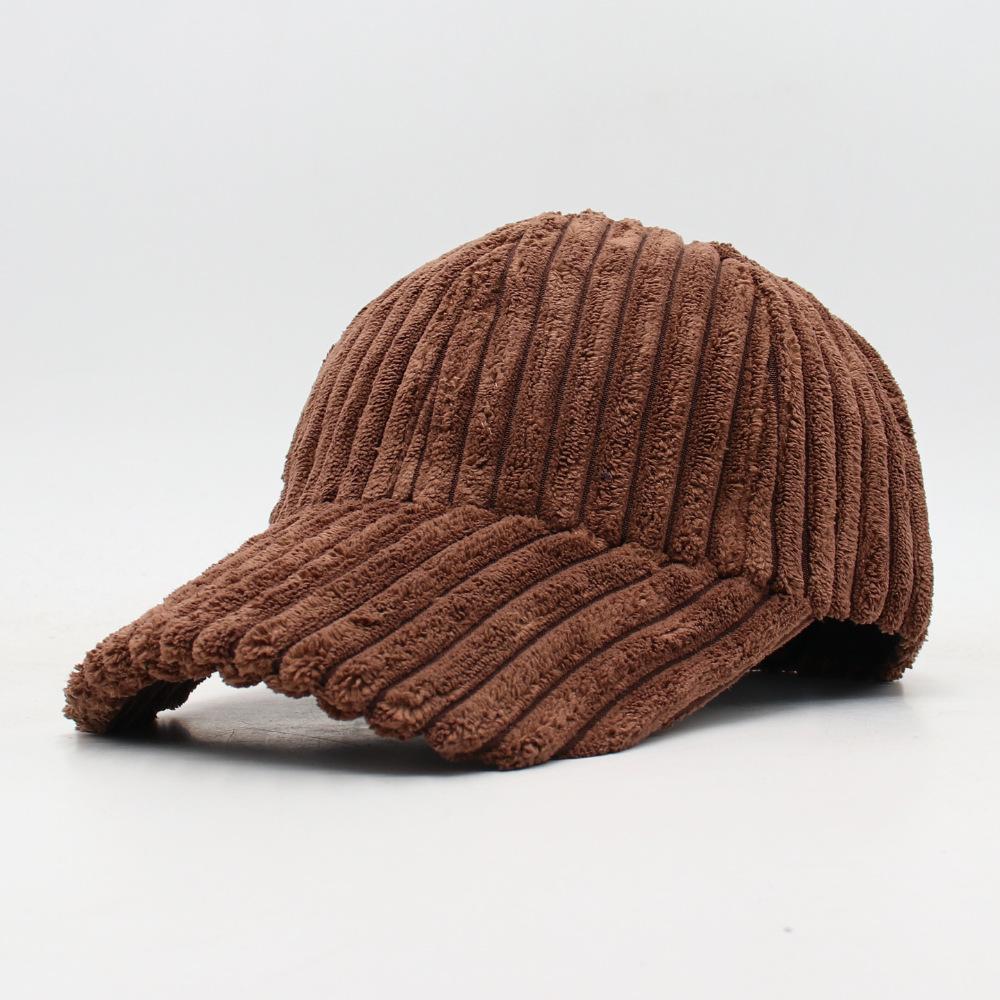 

Men S And Women S Solid Color Hats, Striped Corduroy Cap, Street Casual Thickened Baseball Cap One size fits all темно-коричневого кольору