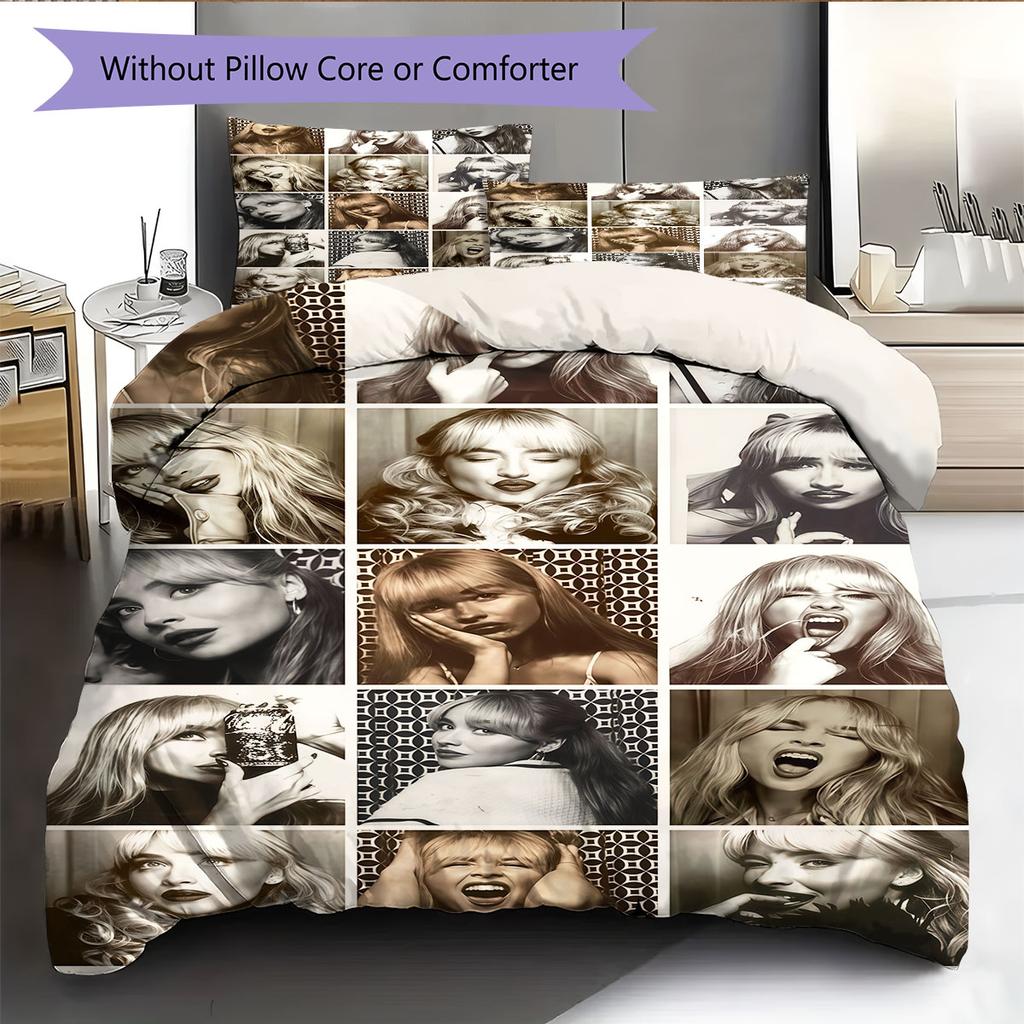 Sabrina Carpenter Bedding Quilt Set Quilt Cover Pillowcase Home Decoration Birthday Gift (1 * Duvet Cover + 2 * Pillowcase, Without Core)