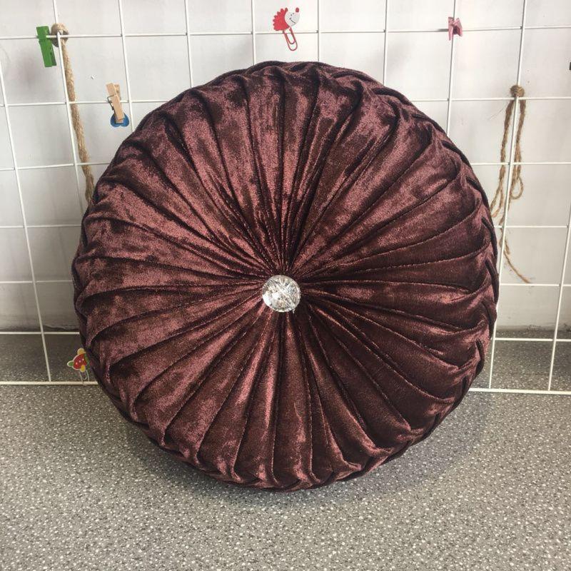 Luxurious Round Velvet Pumpkin Cushion With Charming Pleated Design And Soft Touch