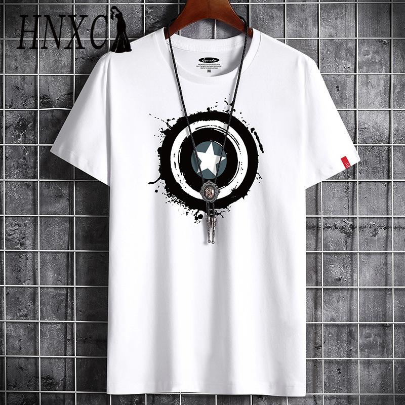 HNXC Cotton Short Sleeve T-shirt Men's Fashion Loose Half Sleeve Shirt Printed Compassionate Shirt